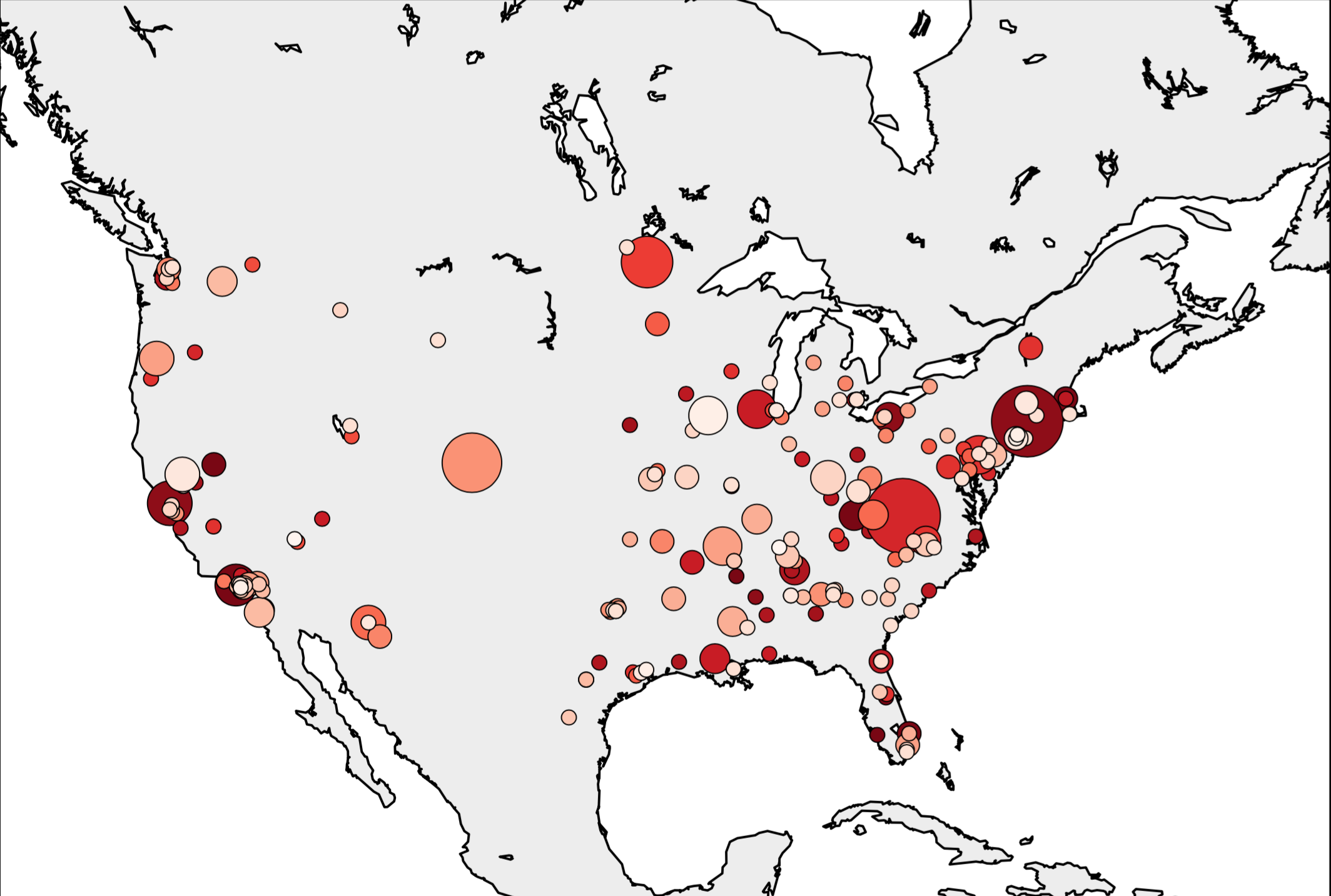 Map of US School Gun Violence form 1990 to 2013